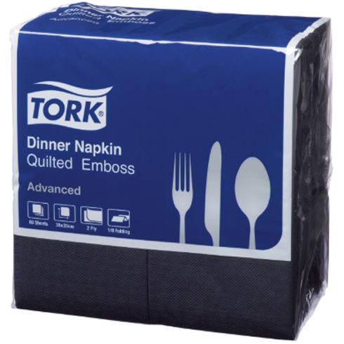 Tork 2ply Quilted 8-Fold Dinner Napkins Black Ctn/10 *DELETED*