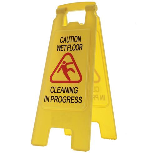Wet Floor & Cleaning in Progress Sign Yellow Each
