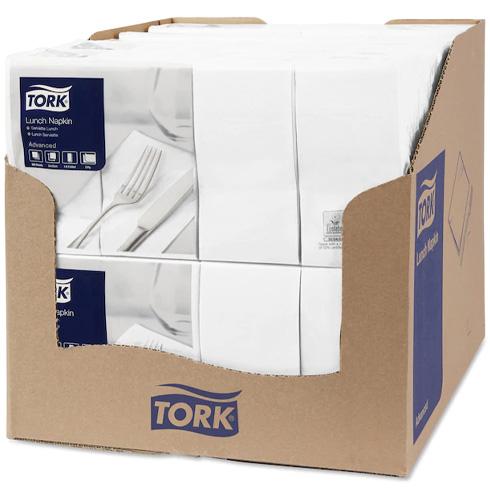 Tork 2ply Edge-Emboss 8-Fold Lunch Napkins White Ctn/10 (477402)