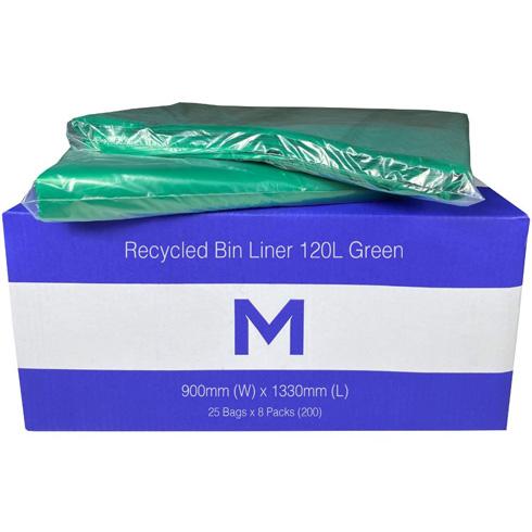 M Green 120L Rubbish Bags 900x1330mm 30mu pkt/25(8)