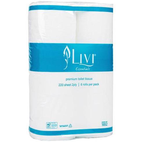Livi Essentials 2ply 220 Sheet Toilet Tissues Bale/72 (1052)