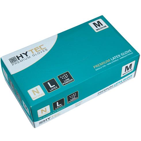PH Hytec Gloves Latex Low Powder Medium Pkt/100