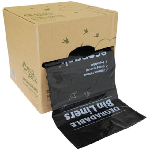 Eco Bags Degradable 80L Black Bin Liners in Dispenser Box/100