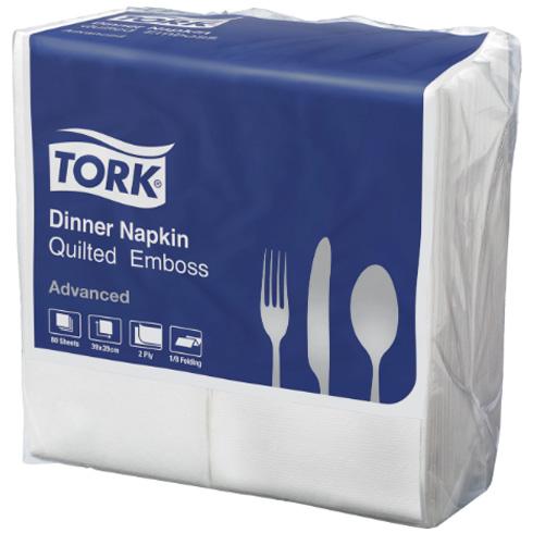 Tork 2ply Quilted 8-Fold Dinner Napkins White Ctn/10 (2315611)