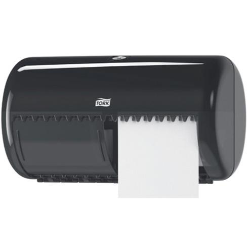 Tork T4 Twin Conventional Toilet Roll Dispenser Black